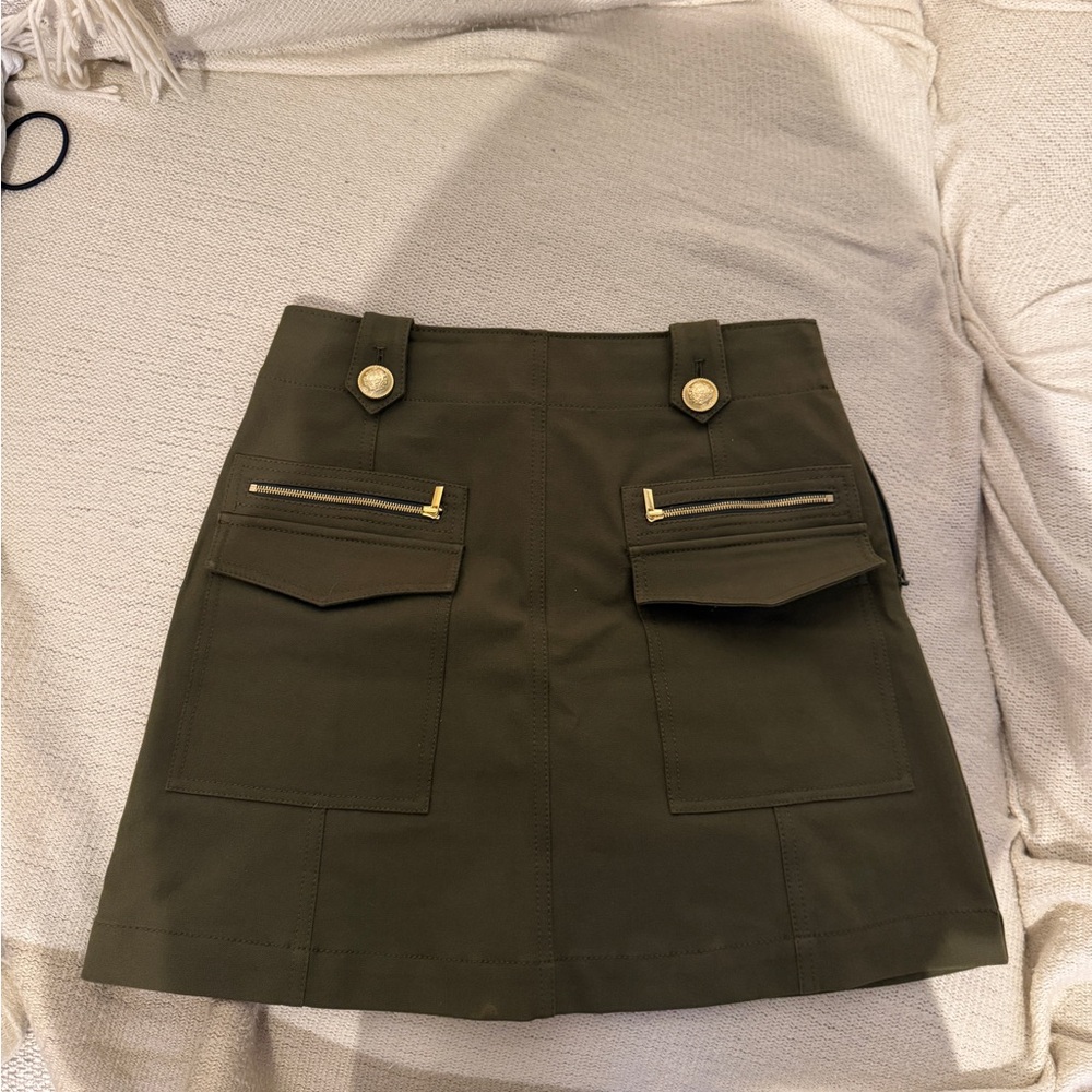 Derek Lam- Utility Mini Skirt with Gold Accents